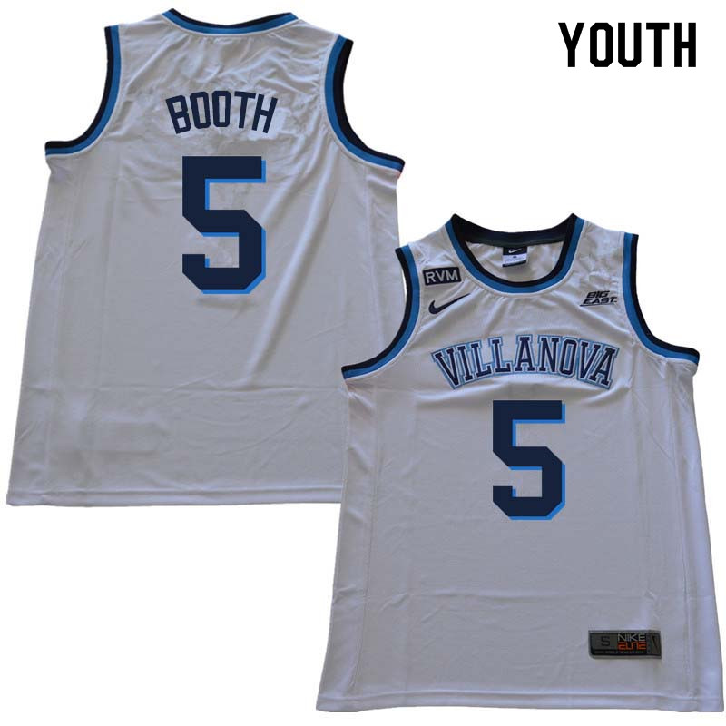 2018 Youth #5 Phil Booth Willanova Wildcats College Basketball Jerseys Sale-White - Click Image to Close